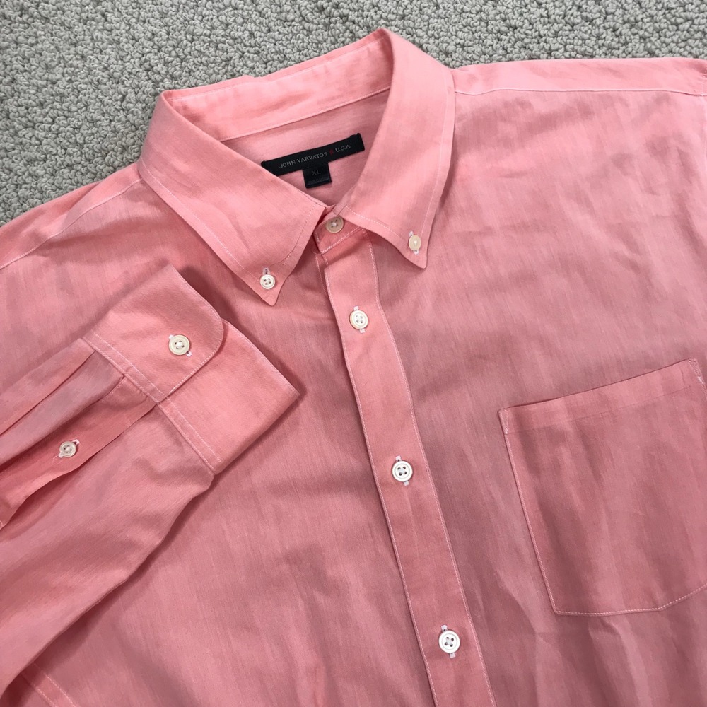John Varvatos USA Mens XL Coral Pink Cotton Button Down Shirt W387Q1B